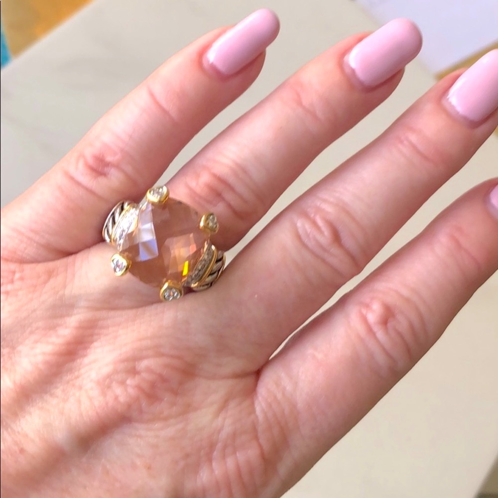 π Morganite Sterling Gold Noblesse Ring - Picture 2 of 6